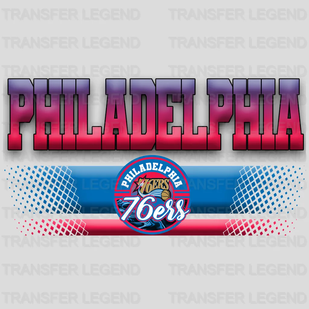 Philadelphia 76ers NBA Text Logo Dark Gradient - DTF Iron On Transfer