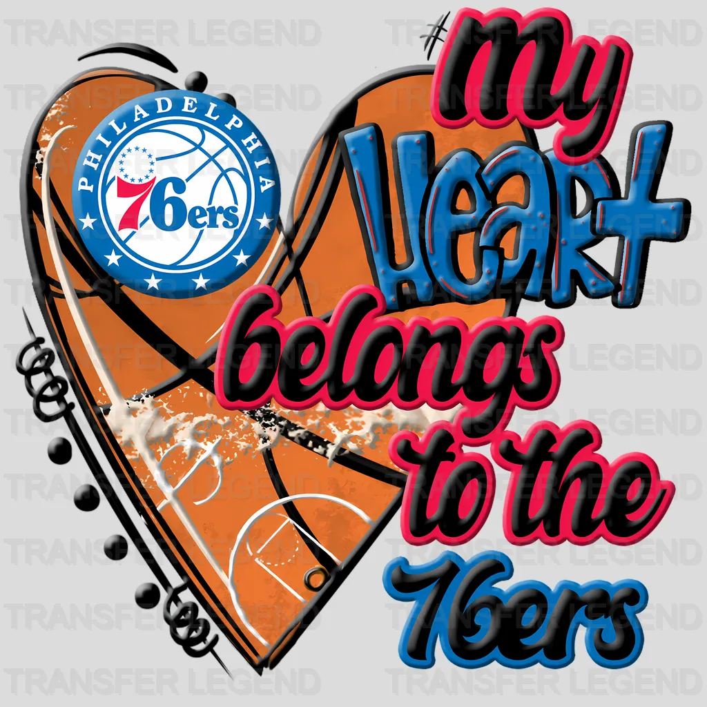 Philadelphia 76ers NBA My Heart Belongs To The 76Ers DTF Iron On Transfer