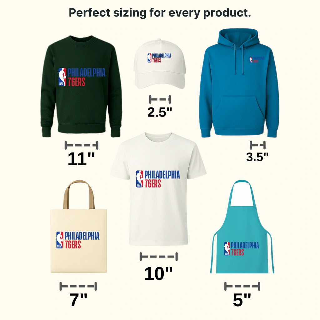 Philadelphia 76ers NBA Logoman + PHILADELPHIA Wordmark NBA Design - DTF Heat Transfer