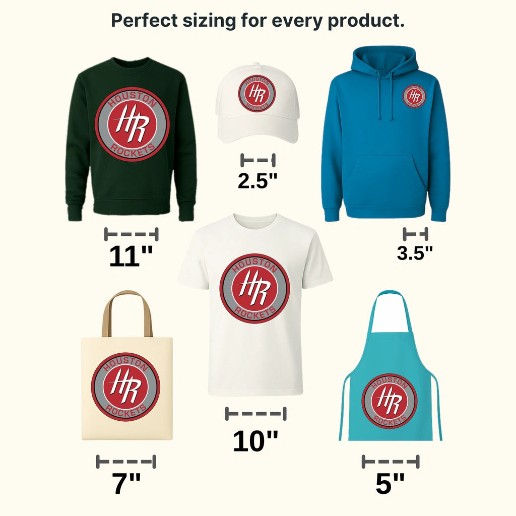 Houston Rockets “HR” Monogram Circle Badge NBA Design - DTF Heat Transfer