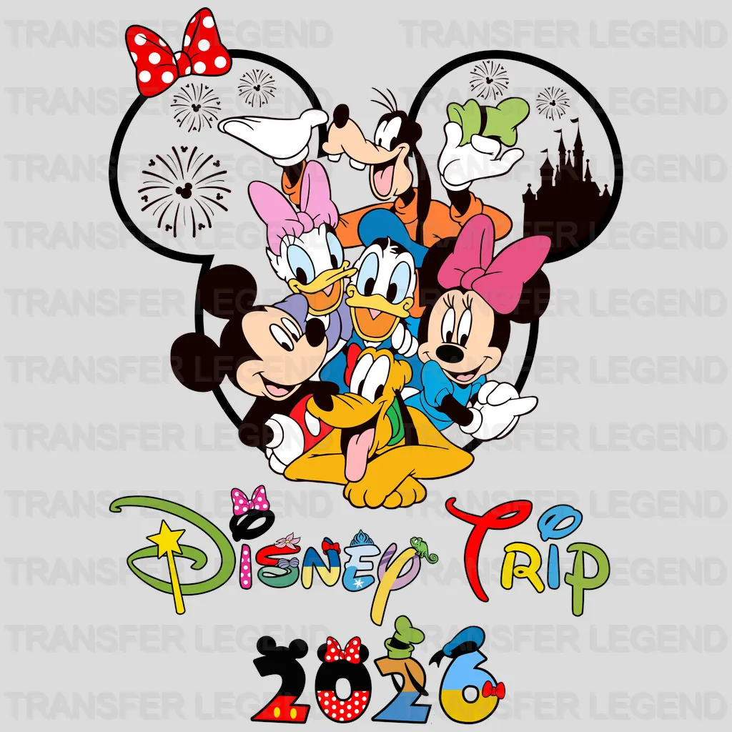 Minnie & Mickey 2026 Trip Cartoon Designs - DTF Heat Transfer