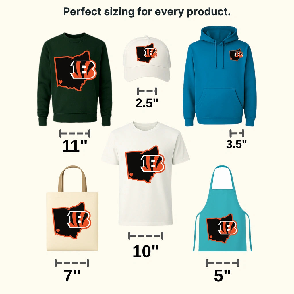 Cincinnati Bengals Ohio State Outline Emblem NFL Design - DTF Heat Transfer
