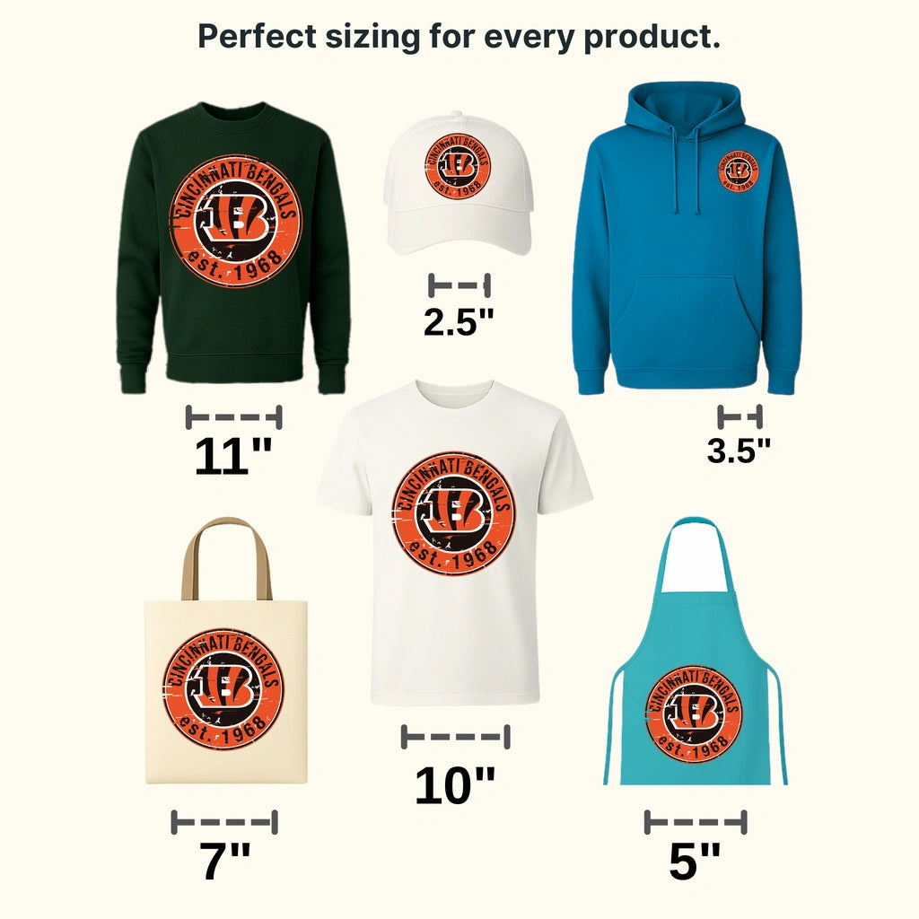 Cincinnati Bengals Vintage Circle Badge NFL Design - DTF Heat Transfer