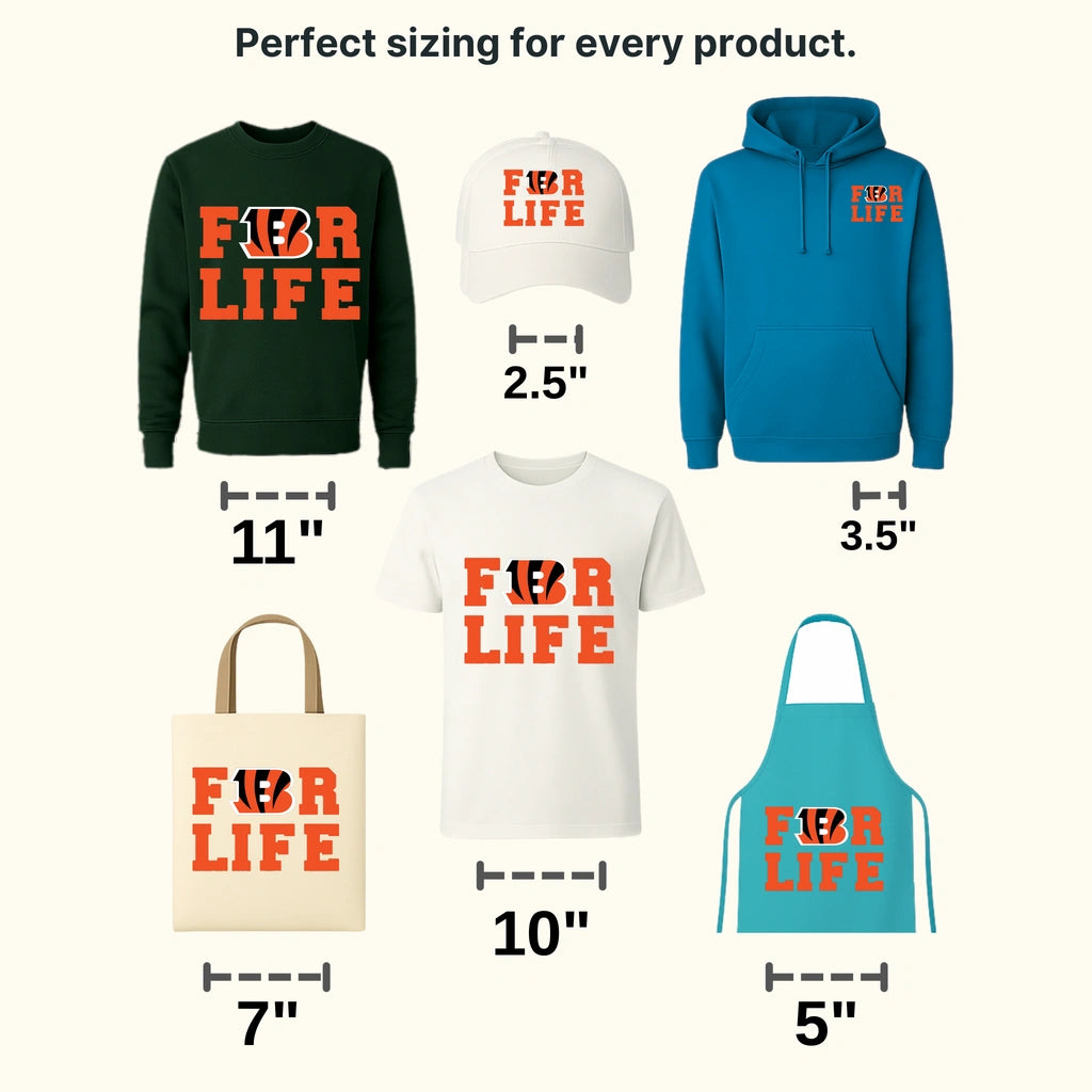 Cincinnati Bengals For Life Wordmark NFL Design - DTF Heat Transfer