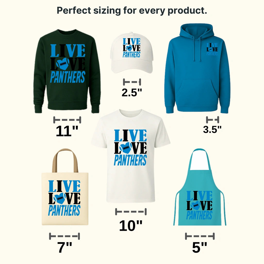 Carolina Panthers Live Love Panthers Wordmark NFL Design - DTF Heat Transfer