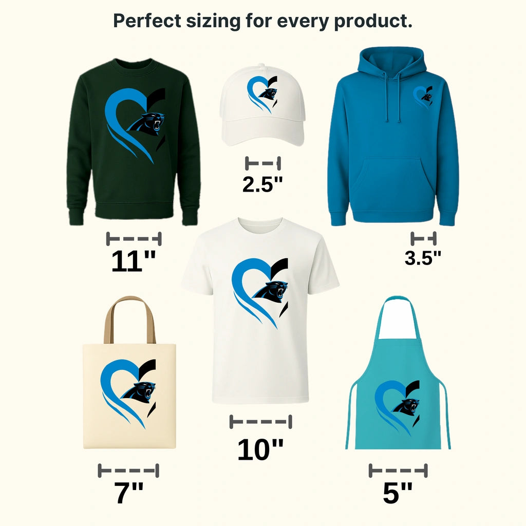 Carolina Panthers Heart Silhouette Logo NFL Design - DTF Heat Transfer