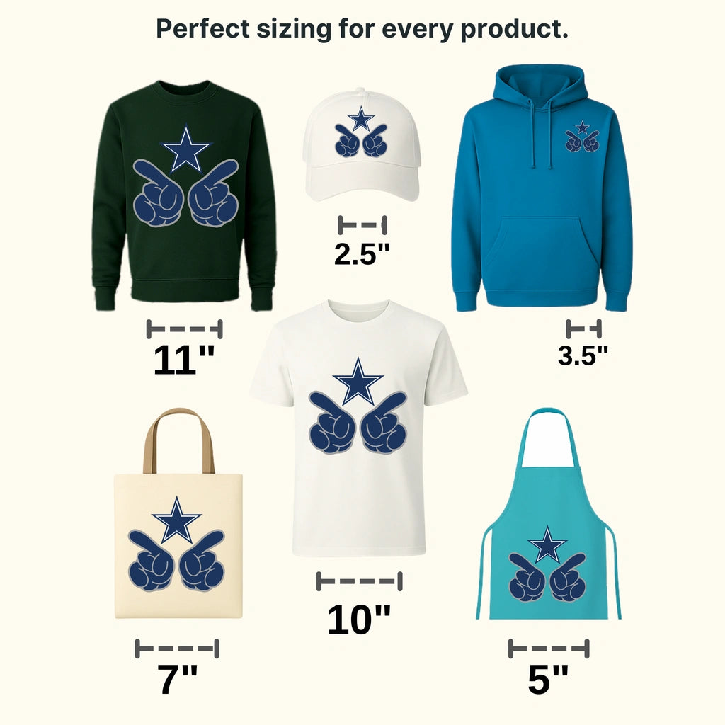 Dallas Cowboys Dual Pointing Hands Logo NFL Design - DTF Heat Transfer
