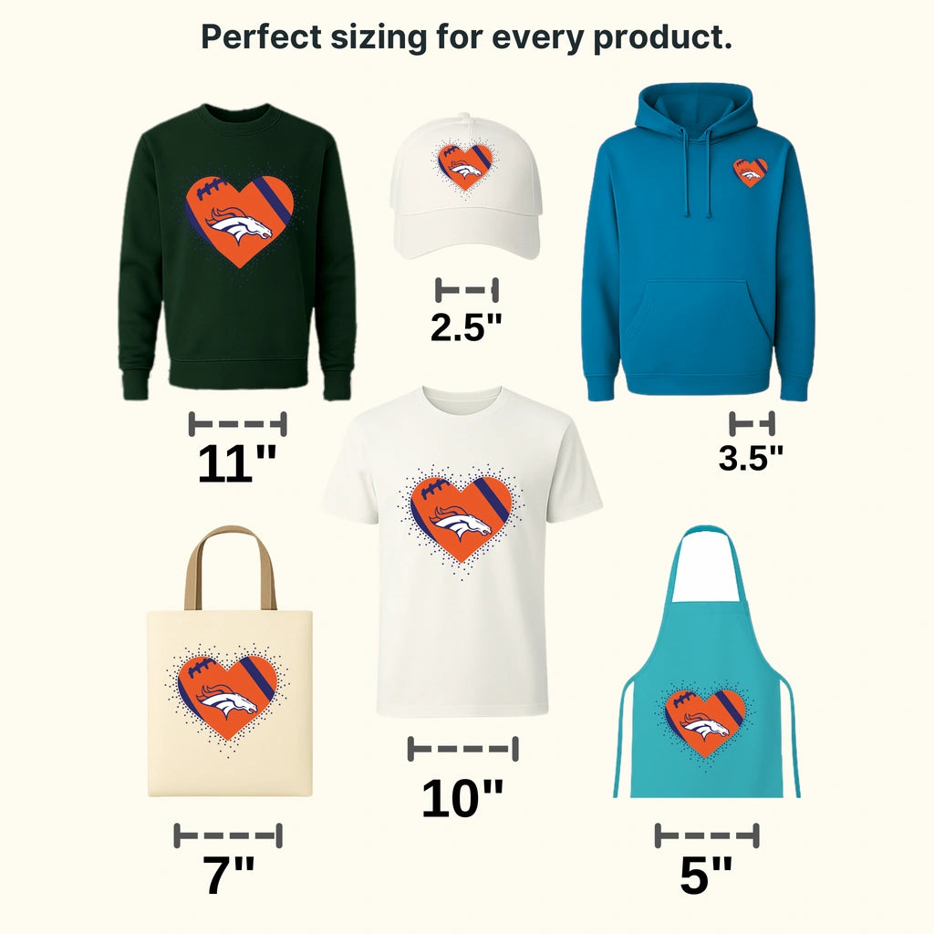 Denver Broncos Love My Broncos Heart Emblem NFL Design - DTF Heat Transfer