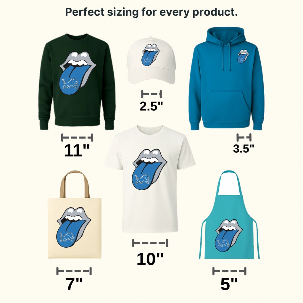 Detroit Lions Tongue & Lips Logo NFL Design - DTF Heat Transfer