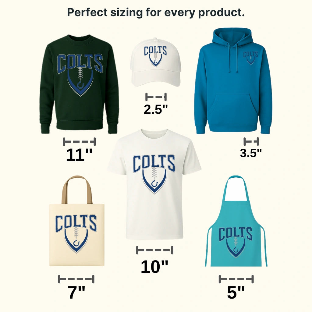 Indianapolis Colts Shield Crest Football Wordmark NFL Design - DTF Heat Transfer