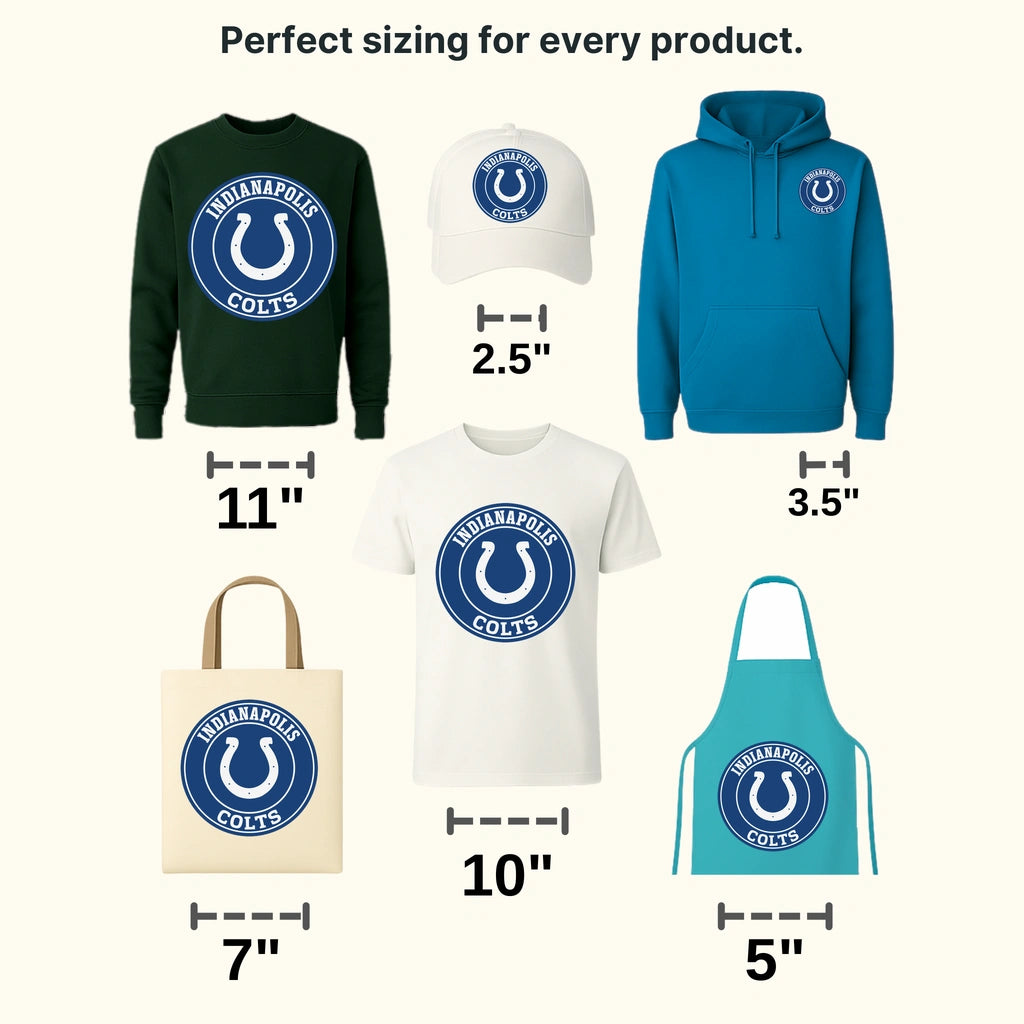 Indianapolis Colts Heart Outline with Horseshoe NFL Design - DTF Heat Transfer