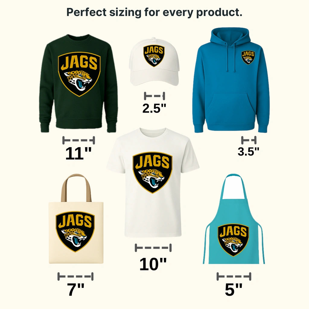 Jacksonville Jaguars Shield Crest “JAGS” Badge NFL Design - DTF Heat Transfer