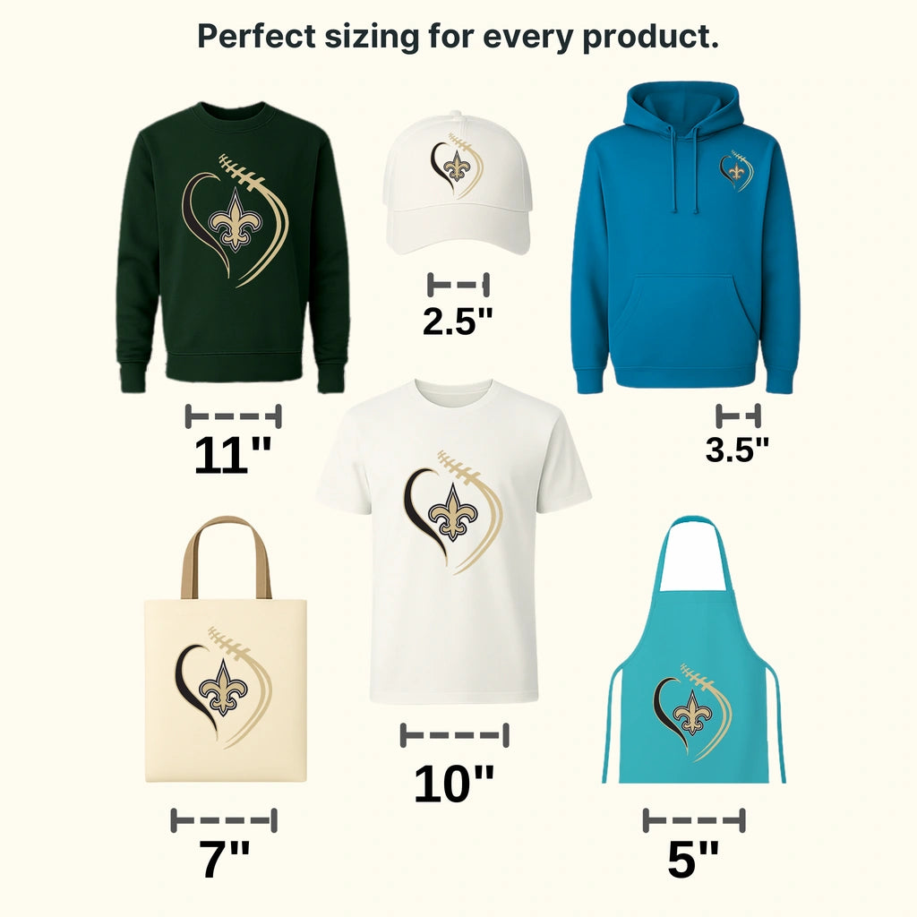 New Orleans Saints circular cog‑style badge with fleur‑de‑lis center, NFL design - DTF Heat Transfer
