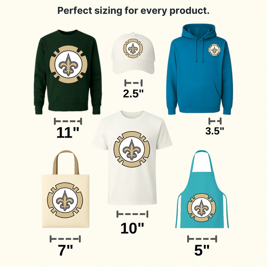 New Orleans Saints “Fueled By” spoon and fleur‑de‑lis icon, NFL design - DTF Heat Transfer