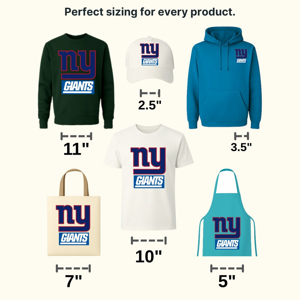 New York Giants bold red‑outlined “NY” wordmark, NFL design - DTF Heat Transfer