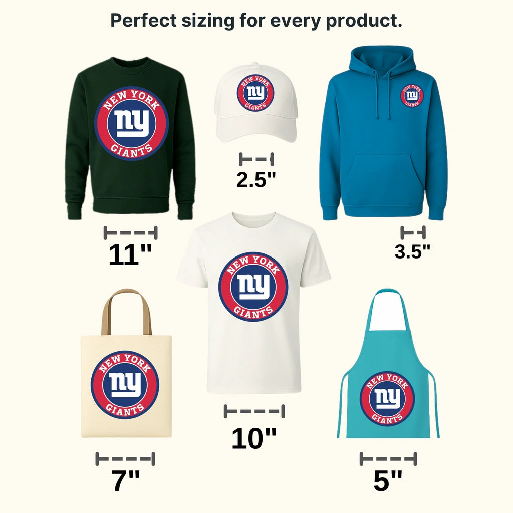 New York Giants vintage red‑white crest with team name, NFL design - DTF Heat Transfer