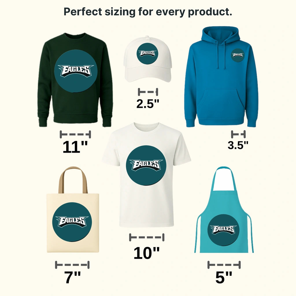 Philadelphia Eagles circular teal badge with ‘Eagles’ wordmark, NFL design - DTF Heat Transfer