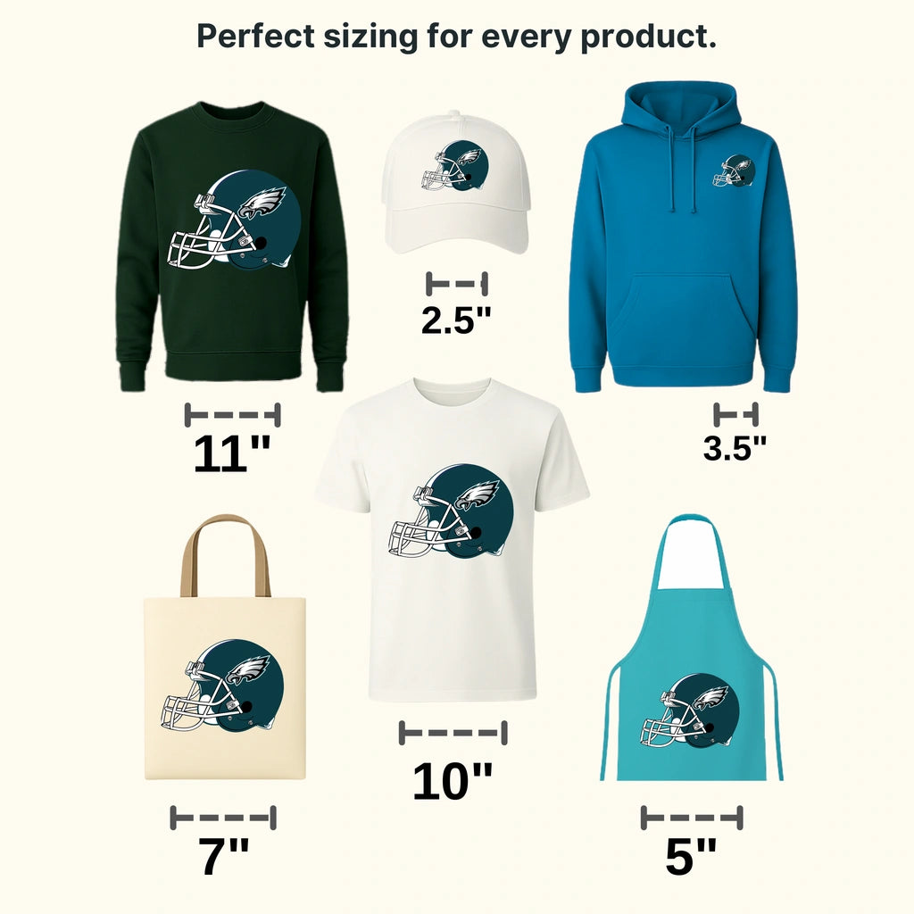 Philadelphia Eagles alternate side‑view helmet illustration, NFL design - DTF Heat Transfer