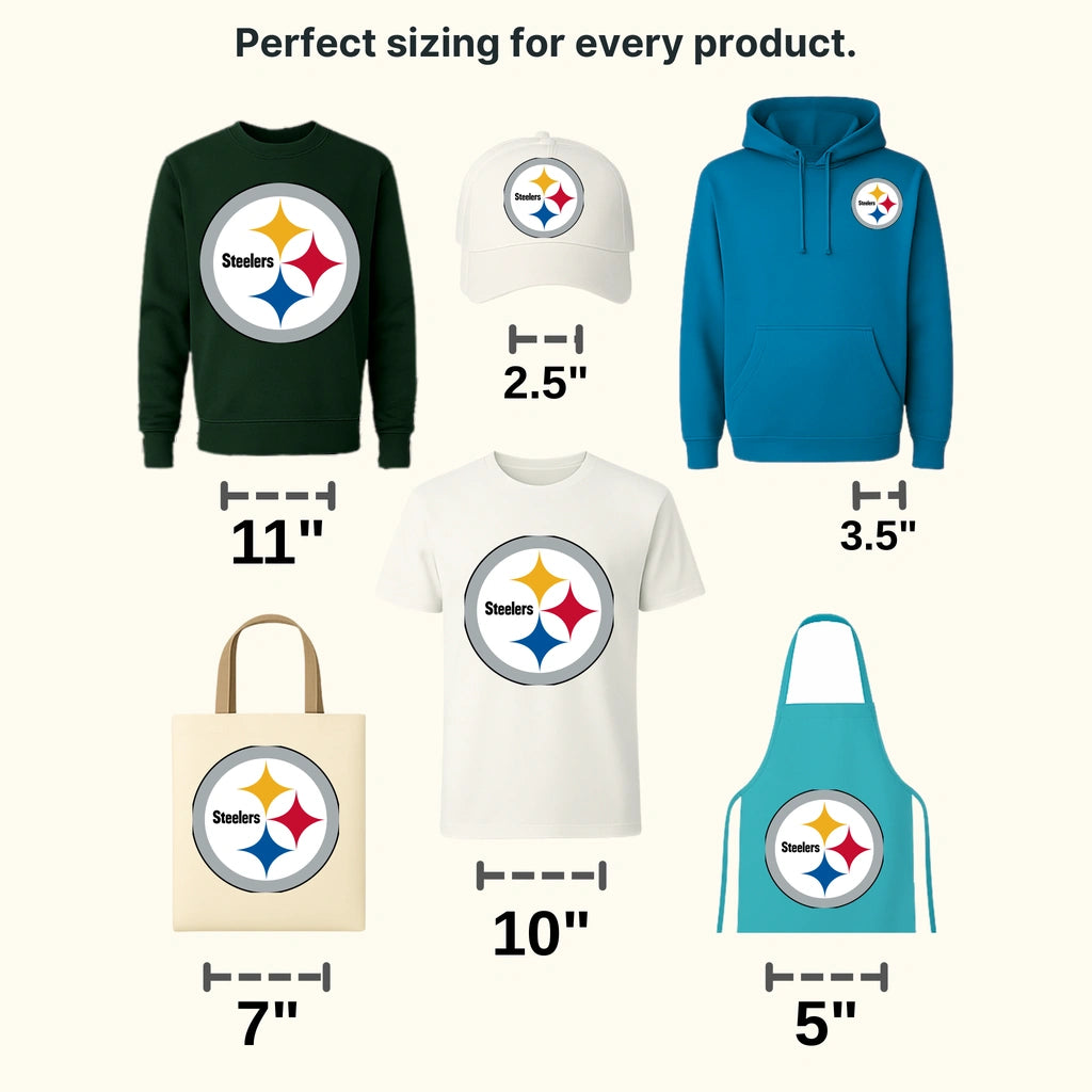 Pittsburgh Steelers clean round badge featuring team name and star, NFL design - DTF Heat Transfer