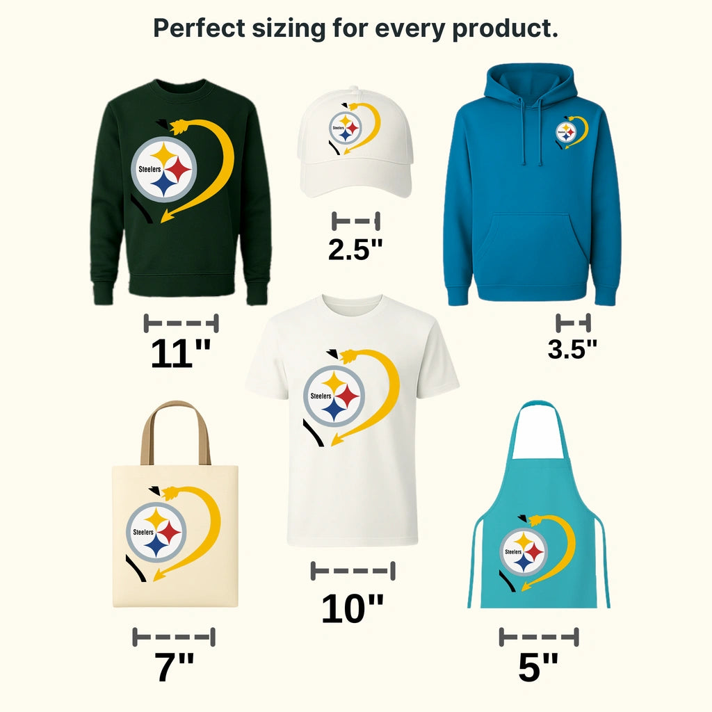 Pittsburgh Steelers “Love My Steelers” script and heart, NFL design - DTF Heat Transfer