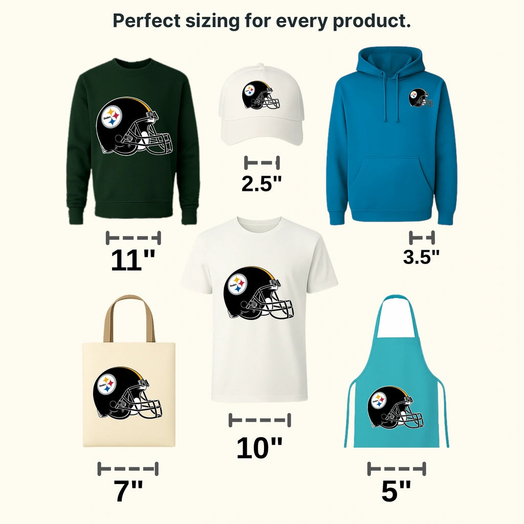 Pittsburgh Steelers side‑view helmet silhouette, NFL design - DTF Heat Transfer