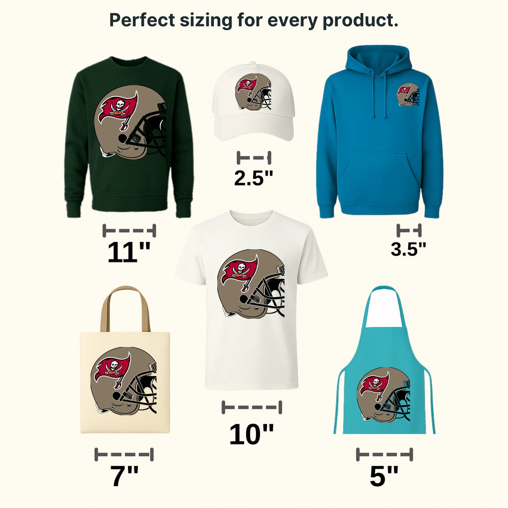 Tampa Bay Buccaneers Helmet Profile with Flag Logo NFL Design - DTF Heat Transfer