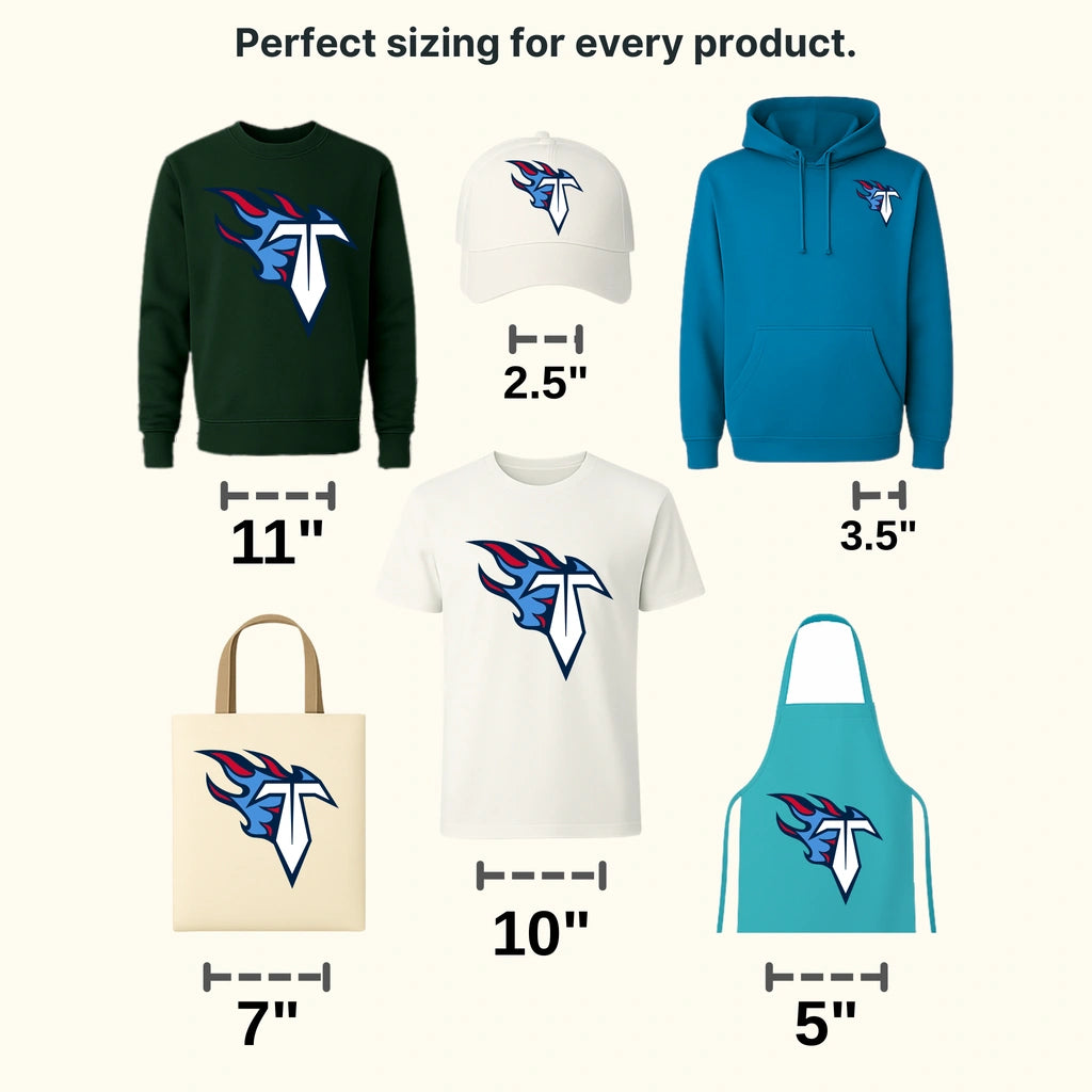 Tennessee Titans Flaming “T” Lettermark NFL Design - DTF Heat Transfer