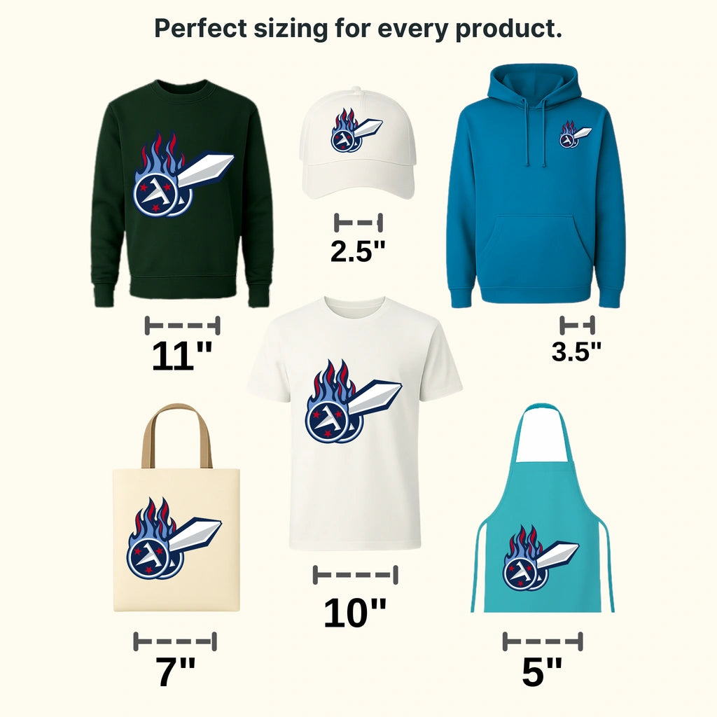 Tennessee Titans Flaming Sword Logo NFL Design - DTF Heat Transfer