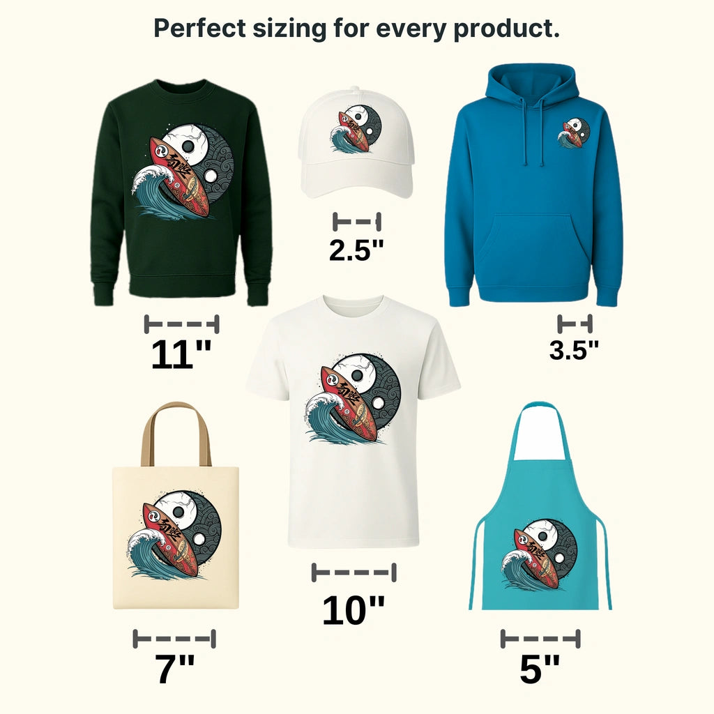 Yin & Yang Surfing Design - DTF Heat Transfers