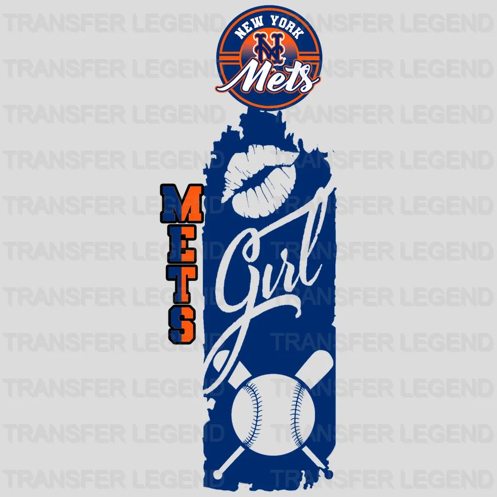 New York Mets MLB Vertical Bookmark Style Strip Logo - DTF Iron On Transfer