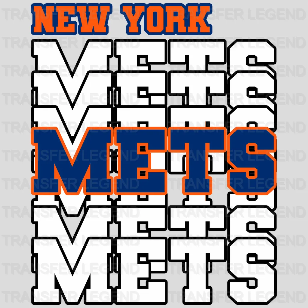 New York Mets MLB Glitter Chenille Letter N Logo - DTF Iron On Transfer