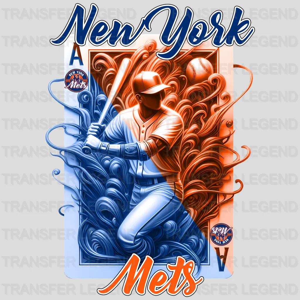 New York Mets MLB Swirl Heart Shape Artistic Logo - DTF Iron On Transfer