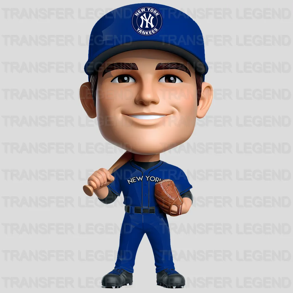New York Yankees MLB Cartoon Bobblehead Player Character - DTF Iron On Transfer