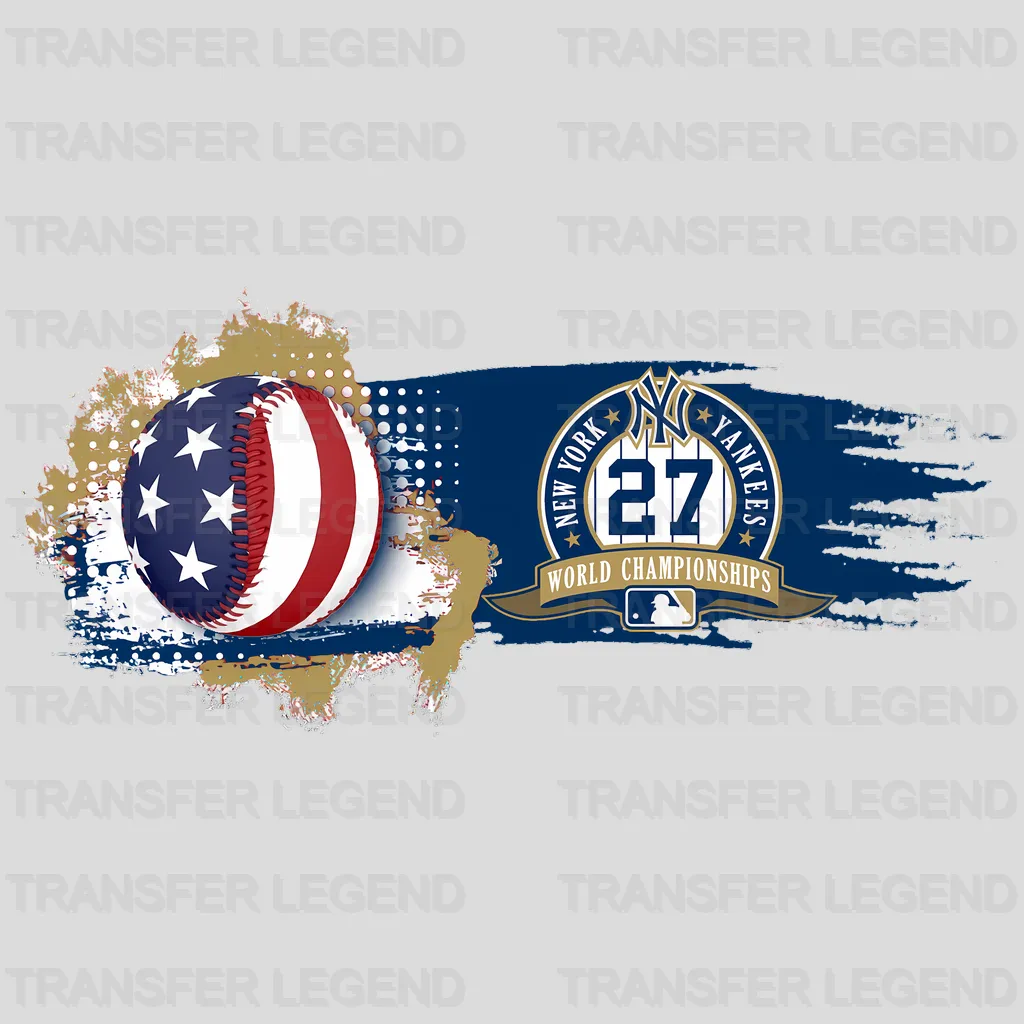 New York Yankees MLB Ripped Flag Effect Logo Graphic - DTF Iron On Transfer