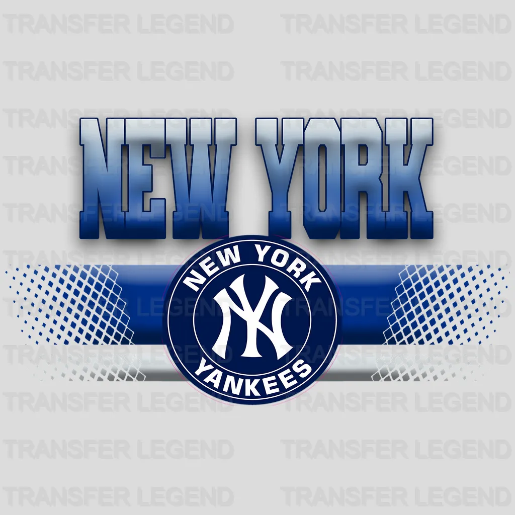 New York Yankees MLB City Skyline Bridge Text Art - DTF Iron On Transfer