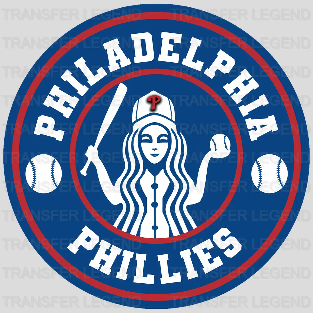 Philadelphia Phillies MLB Circle Badge Girl Silhouette Logo - DTF Iron On Transfer