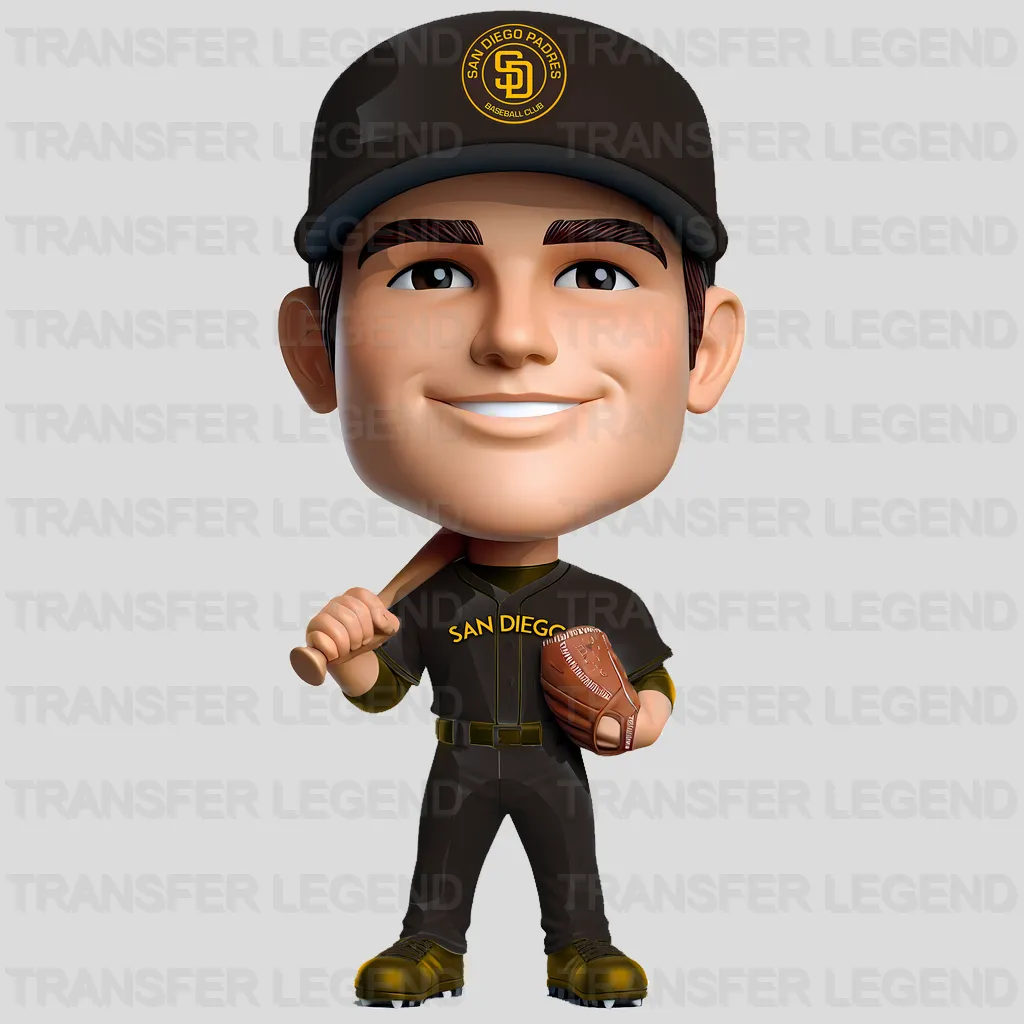 San Diego Padres MLB Cartoon Bobblehead Player Character - DTF Iron On Transfer