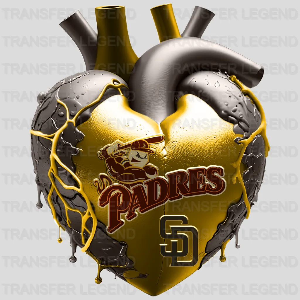 San Diego Padres MLB Realistic Anatomical Heart Art - DTF Iron On Transfer