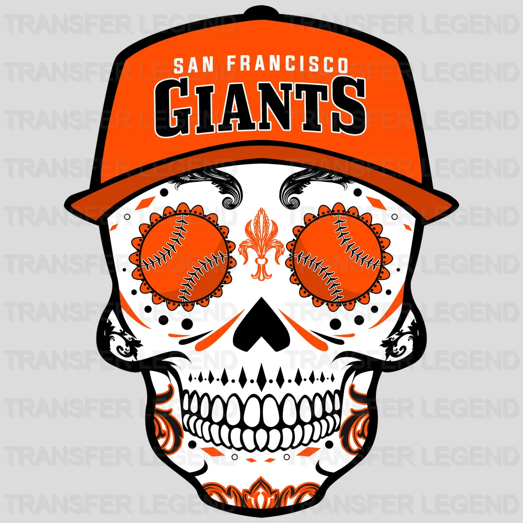 San Francisco Giants MLB Sugar Skull With Cap Illustration - DTF Iron On Transfer