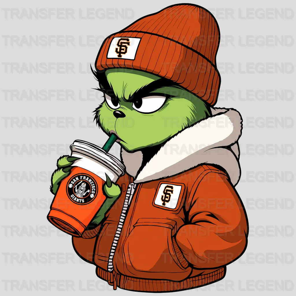 San Francisco Giants MLB The Grinch Drinking Coffee - DTF Iron On Transfer