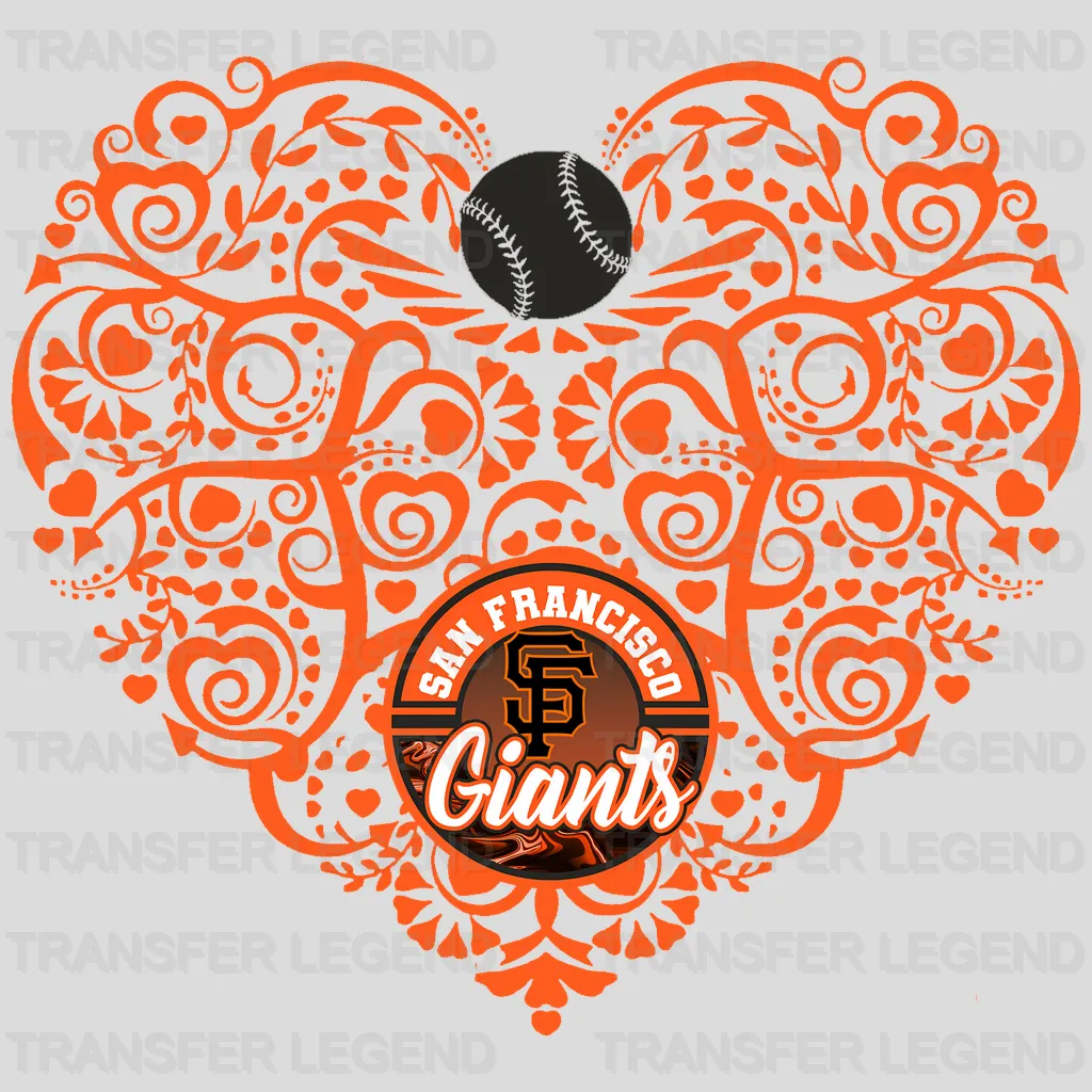 San Francisco Giants MLB Swirl Heart Shape Artistic Logo - DTF Iron On Transfer