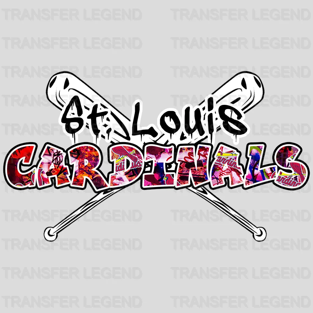 St Louis Cardinals MLB Crossed Bats & Text Logo Art - DTF Iron On Transfer