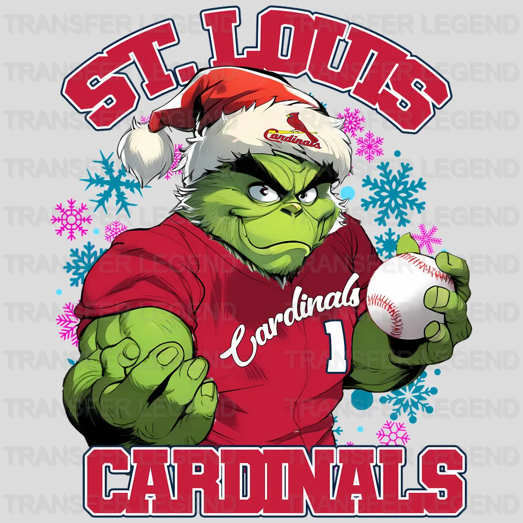 St Louis Cardinals MLB Grinch Christmas Santa Hat Art - DTF Iron On Transfer