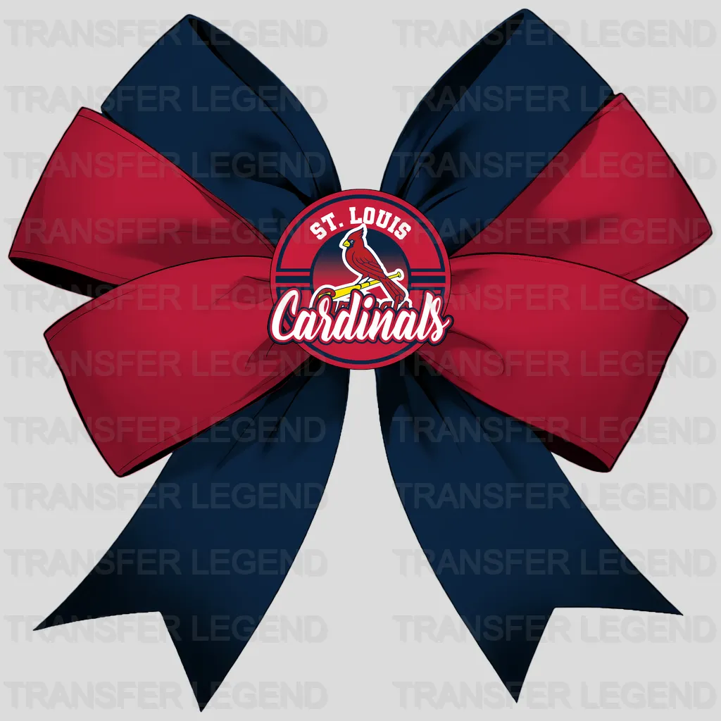 St Louis Cardinals MLB Elegant Red Bow Ribbon Knot - DTF Iron On Transfer
