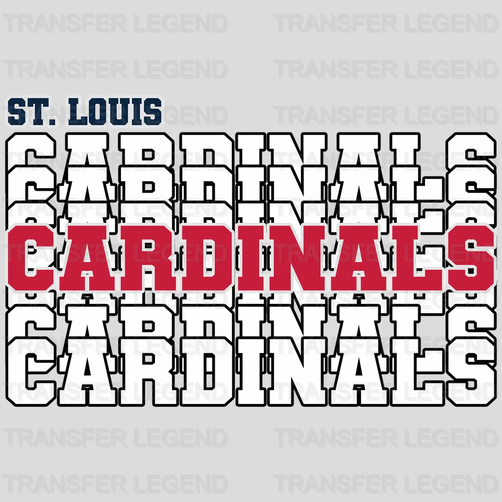 St Louis Cardinals MLB Repeated Text Pattern Block Logo - DTF Iron On Transfer