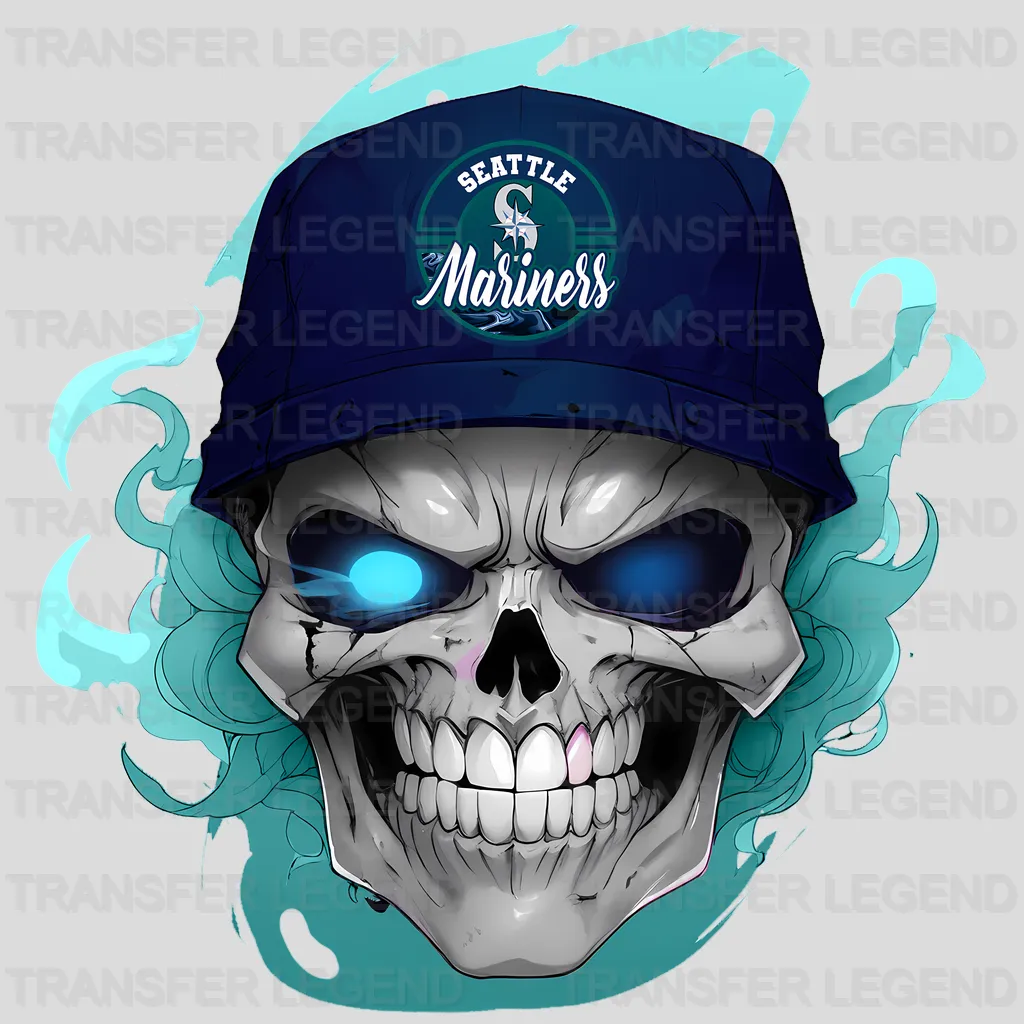 Seattle Mariners MLB Skull With Cap & Smoke Effect - DTF Iron On Transfer