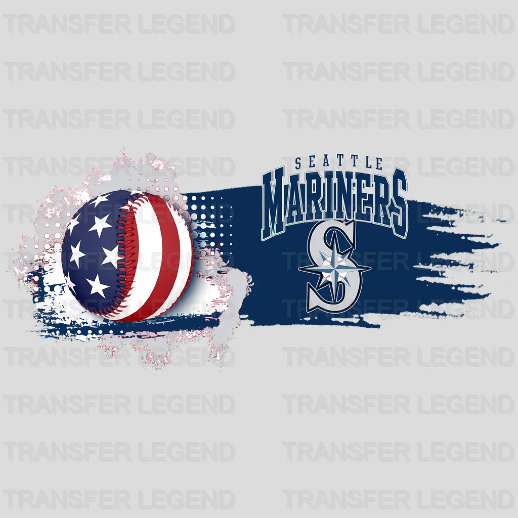 Seattle Mariners MLB Ripped Flag Effect Logo Graphic - DTF Iron On Transfer