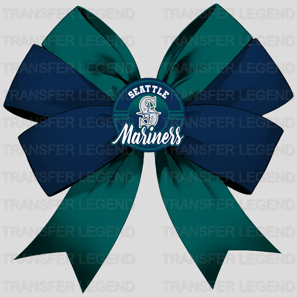 Seattle Mariners MLB Elegant Teal Bow Ribbon Knot - DTF Iron On Transfer