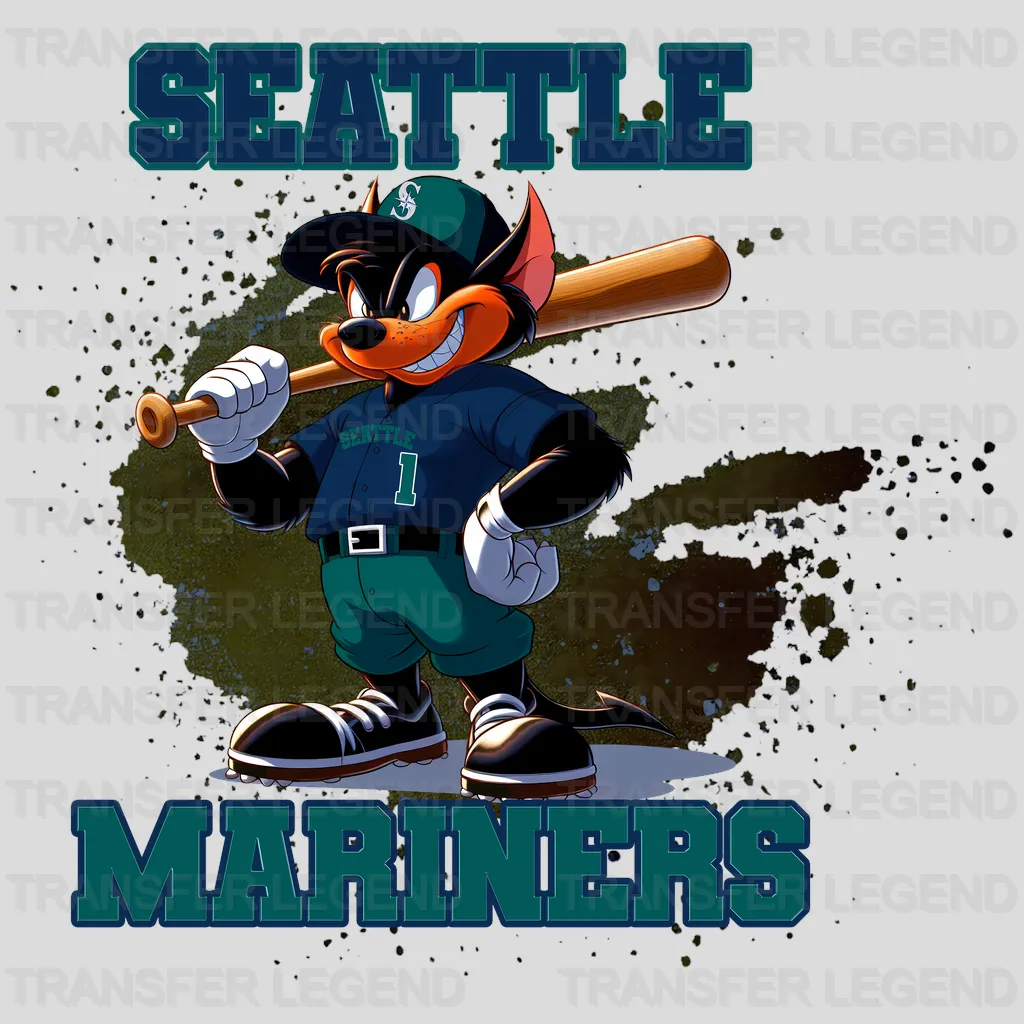 Seattle Mariners MLB Cartoon Kid Player Batting - DTF Iron On Transfer