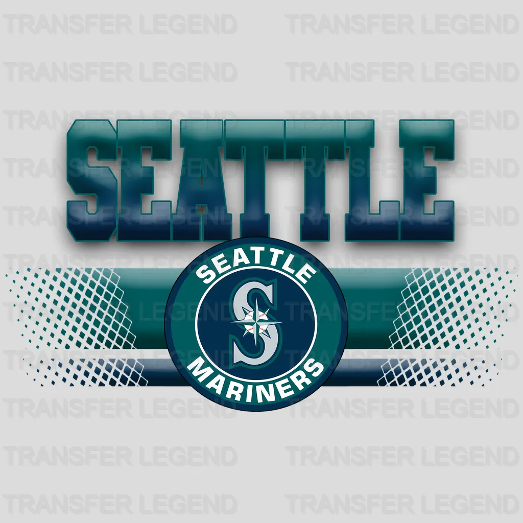 Seattle Mariners MLB Metallic Text Logo Dark - DTF Iron On Transfer